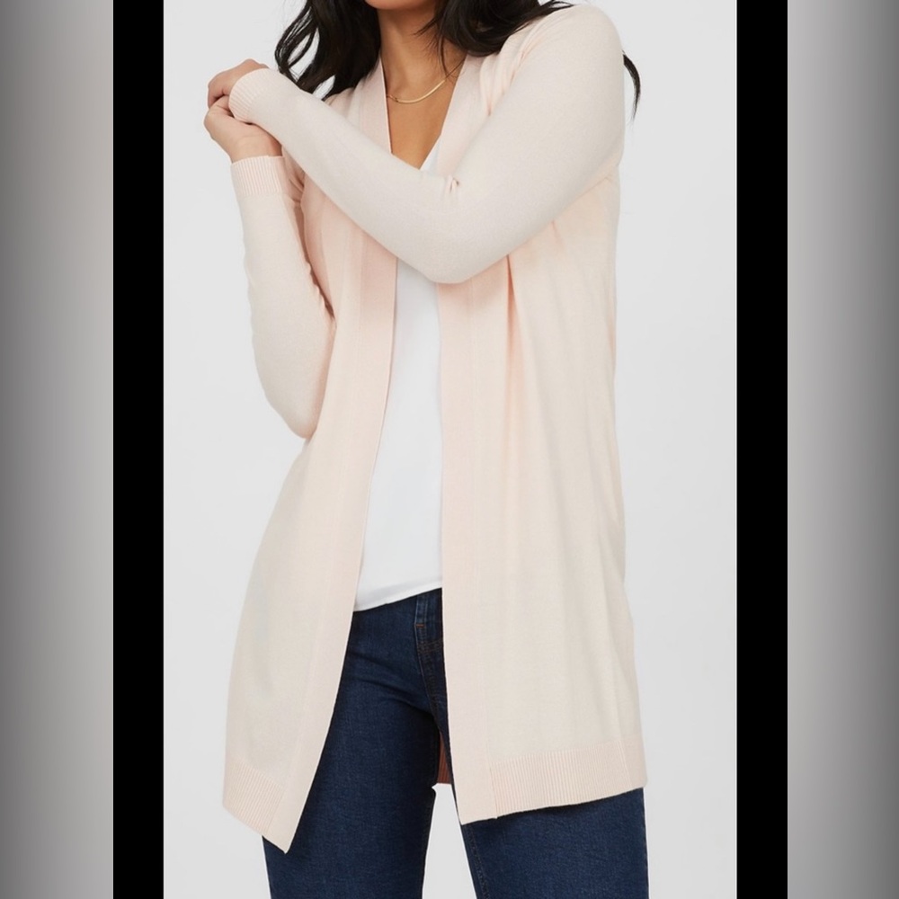 Open Front Knit Duster colour pink dust
